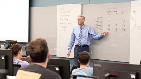 Professor teaching in a classroom.