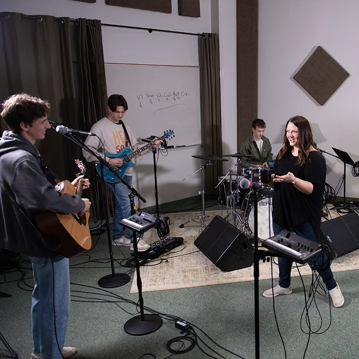 Worship band practicing