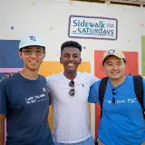 friendsposingduringSidewalkSaturdaysinCedarvilleOhio