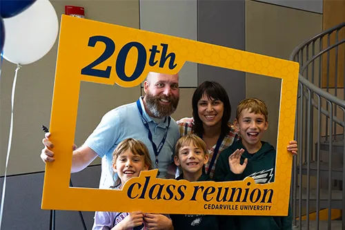 family at a photobooth