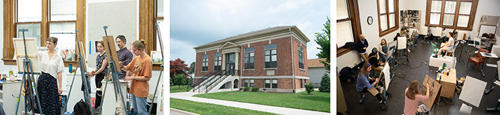 Students painting in the Carnegie Center for the Visual Arts.