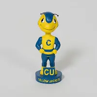 Yellow jacket bobblehead with words 