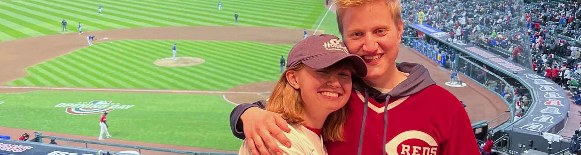 Annie Rourke and Jonathan Gregory at a Red's game.