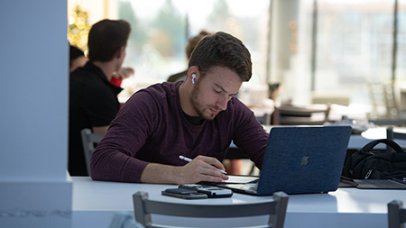 Student Studying in the Stevens Student Center