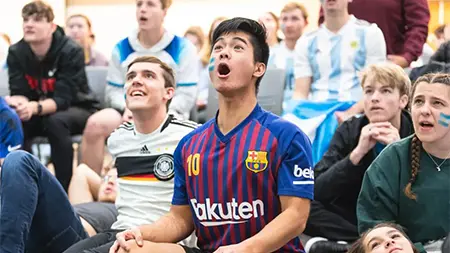 Group of students gathered to watch the World Cup