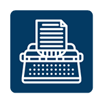 Publishing hub icon. Typewriter icon.
