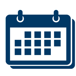 Simple calendar icon with a blue and white colors